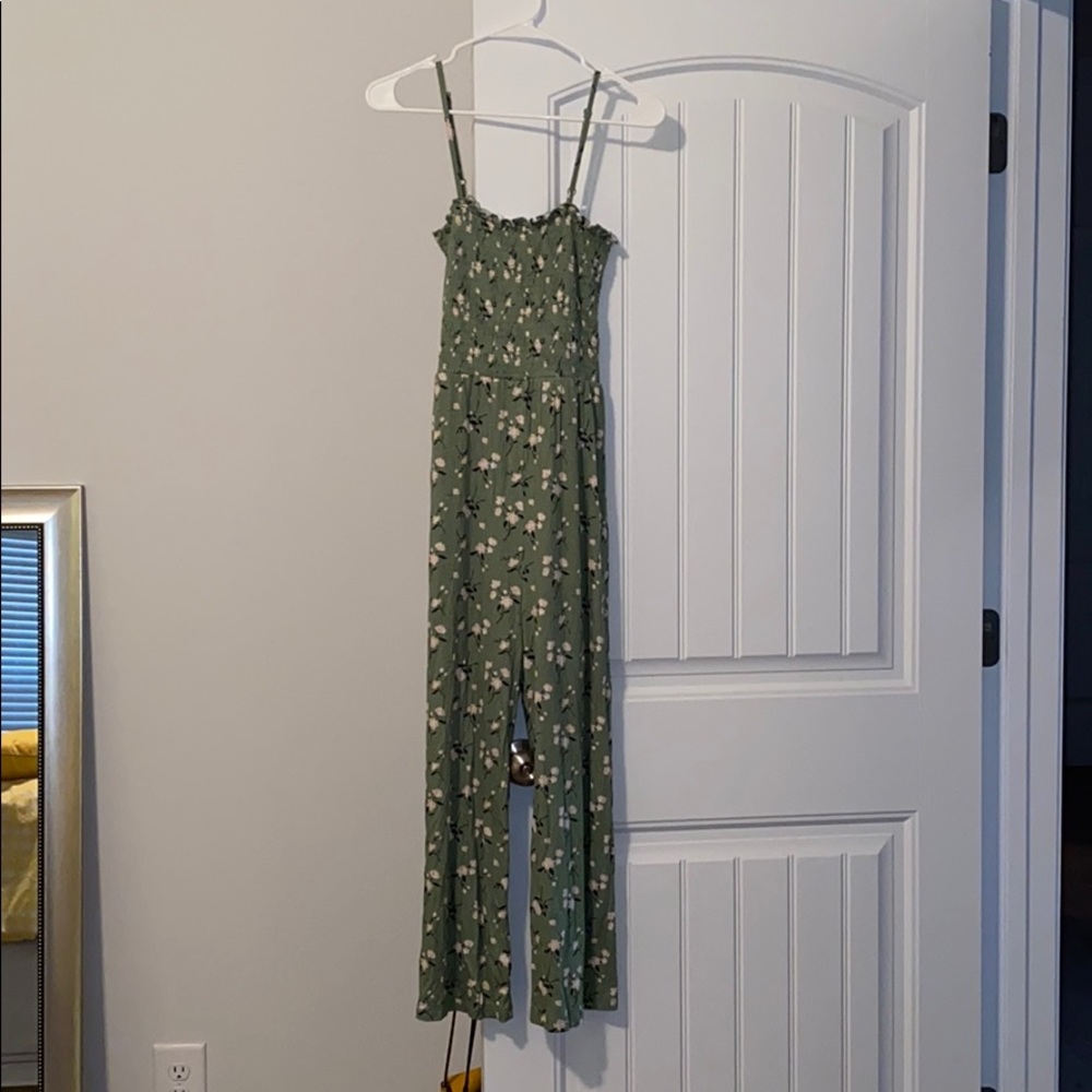 a green/ floral jumpsuit!